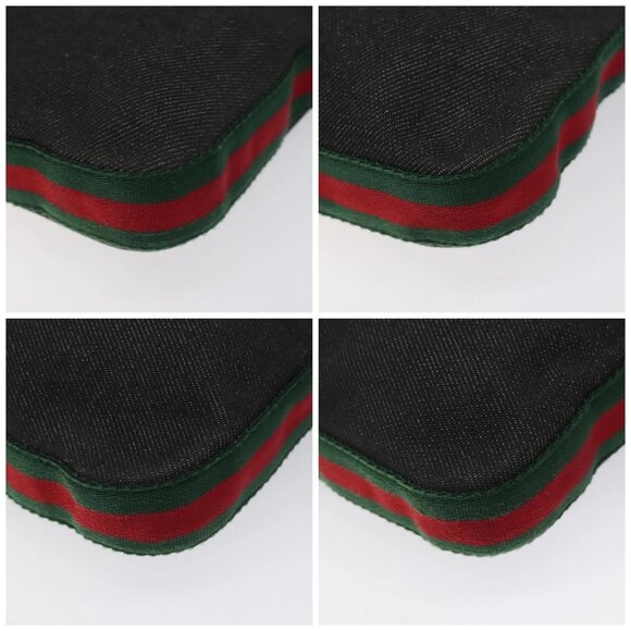 GUCCI Web Sherry Line Shoulder Bag Canvas Black Red Green - Picture 16 of 16